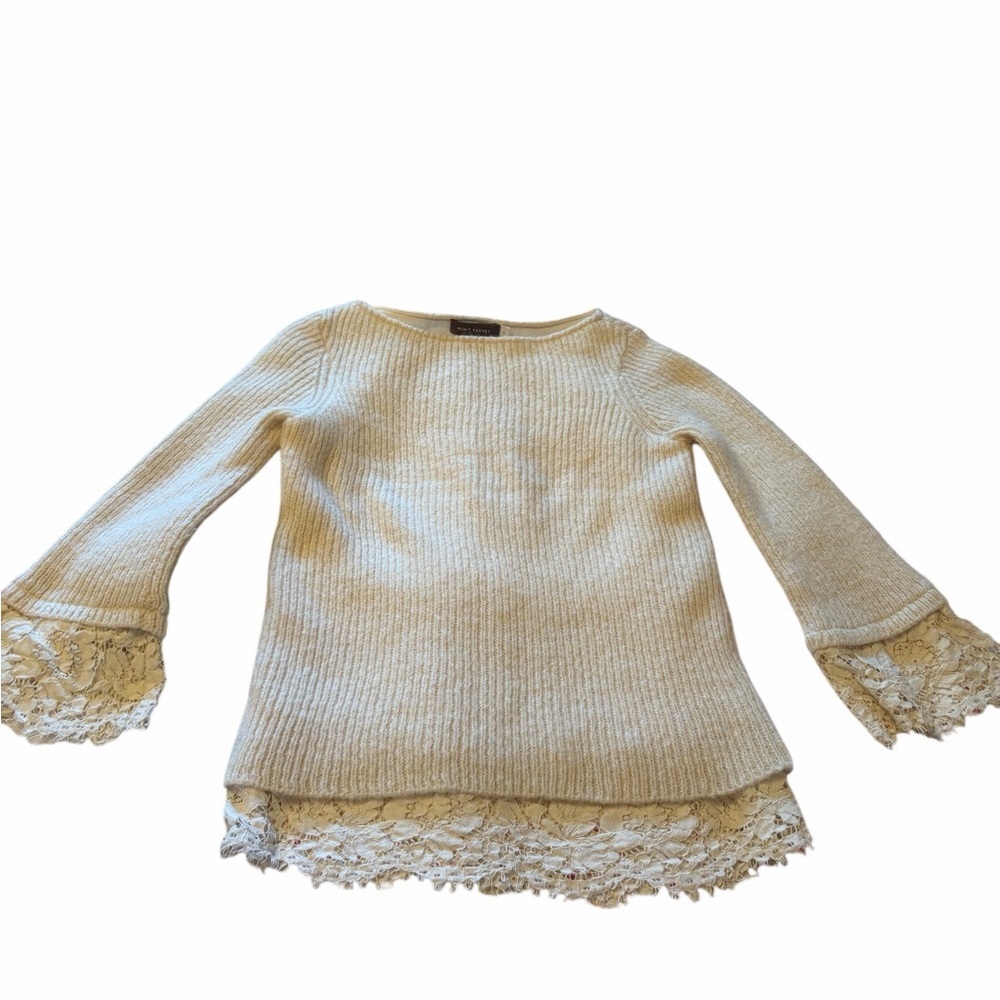 Mint Velvet Mohair/Wool Long Sleeve sweater/Lined-Lace Trimmed-Size 8